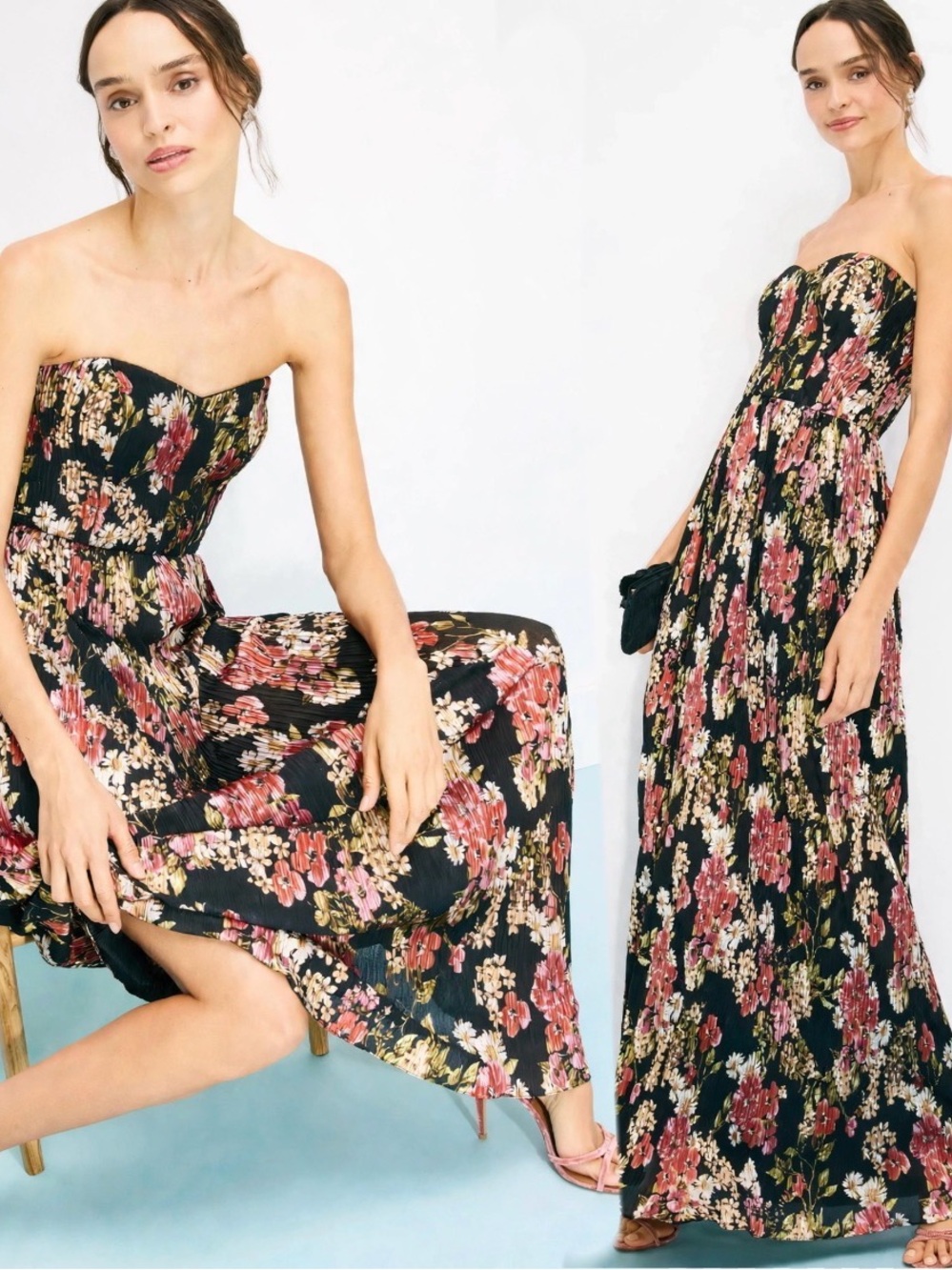 Dress The Population Aurdina Plisse Gown
Strapless Floral Maxi Dress medium